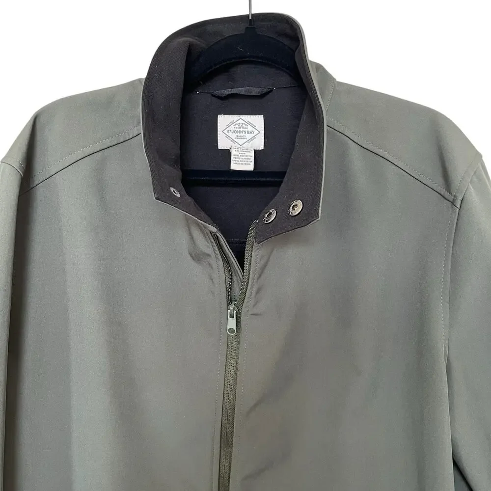 St. John's Bay Soft Shell Performance Jacket Men's Size Large Green Pockets